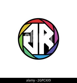 GR Monogram Logo Letter Geometric Polygonal lens rainbow, geometric circle rounded shape style Stock Vector