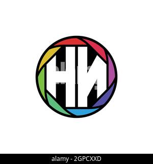 HN Monogram Logo Letter Geometric Polygonal lens rainbow, geometric circle rounded shape style Stock Vector