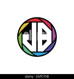 JB Monogram Logo Letter Geometric Polygonal lens rainbow, geometric circle rounded shape style Stock Vector
