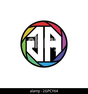 GA Monogram Logo Letter Geometric Polygonal lens rainbow, geometric circle rounded shape style Stock Vector