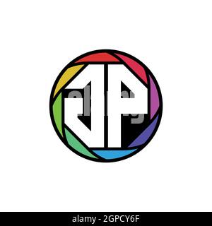 GP Monogram Logo Letter Geometric Polygonal lens rainbow, geometric circle rounded shape style Stock Vector