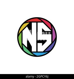 NS Monogram Logo Letter Geometric Polygonal lens rainbow, geometric circle rounded shape style Stock Vector