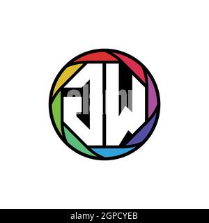 GW Monogram Logo Letter Geometric Polygonal lens rainbow, geometric circle rounded shape style Stock Vector