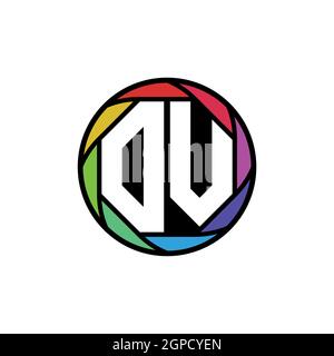 OV Monogram Logo Letter Geometric Polygonal lens rainbow, geometric circle rounded shape style Stock Vector