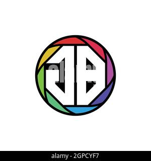 GB Monogram Logo Letter Geometric Polygonal lens rainbow, geometric circle rounded shape style Stock Vector