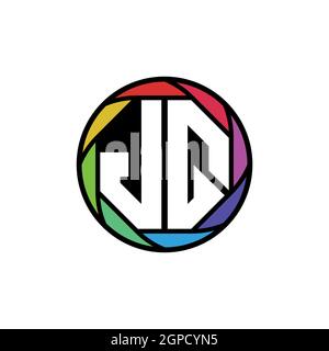 JQ Monogram Logo Letter Geometric Polygonal lens rainbow, geometric circle rounded shape style Stock Vector