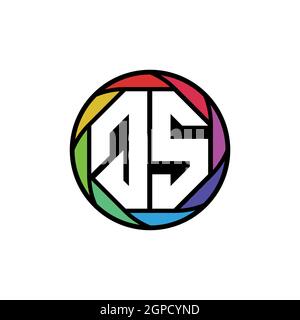 QS Monogram Logo Letter Geometric Polygonal lens rainbow, geometric circle rounded shape style Stock Vector