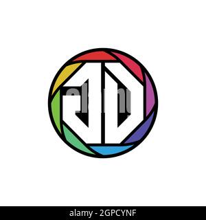 GD Monogram Logo Letter Geometric Polygonal lens rainbow, geometric circle rounded shape style Stock Vector
