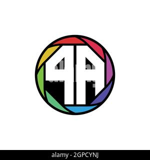 PA Monogram Logo Letter Geometric Polygonal lens rainbow, geometric circle rounded shape style Stock Vector