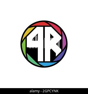 PR Monogram Logo Letter Geometric Polygonal lens rainbow, geometric circle rounded shape style Stock Vector