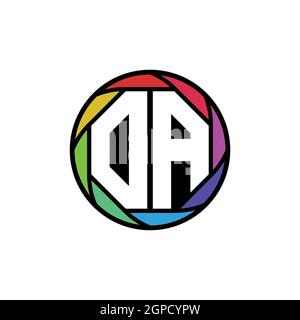 OA Monogram Logo Letter Geometric Polygonal lens rainbow, geometric circle rounded shape style Stock Vector