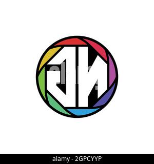 GN Monogram Logo Letter Geometric Polygonal lens rainbow, geometric circle rounded shape style Stock Vector