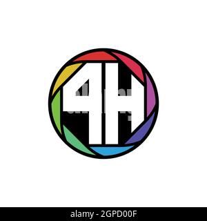 PH Monogram Logo Letter Geometric Polygonal lens rainbow, geometric circle rounded shape style Stock Vector