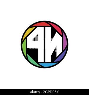 PN Monogram Logo Letter Geometric Polygonal lens rainbow, geometric circle rounded shape style Stock Vector