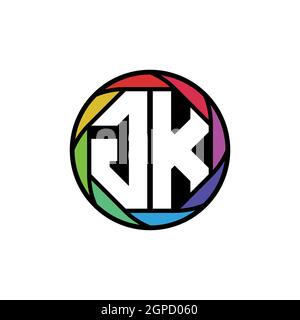 GK Monogram Logo Letter Geometric Polygonal lens rainbow, geometric circle rounded shape style Stock Vector