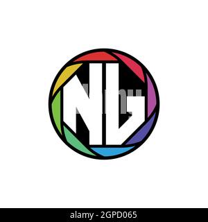 NJ Monogram logo letter with polygonal geometric shape style design ...