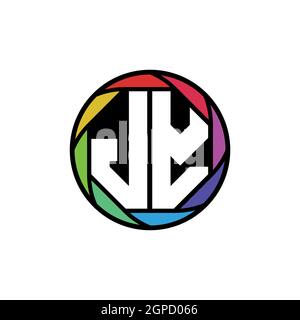 JY Monogram Logo Letter Geometric Polygonal lens rainbow, geometric circle rounded shape style Stock Vector