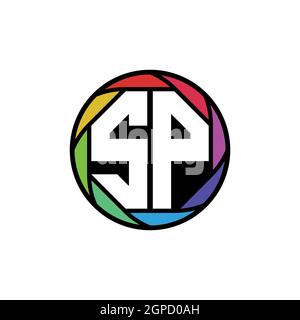 SP Monogram Logo Letter Geometric Polygonal lens rainbow, geometric circle rounded shape style Stock Vector