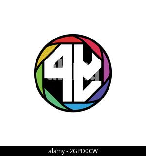 PY Monogram Logo Letter Geometric Polygonal lens rainbow, geometric circle rounded shape style Stock Vector