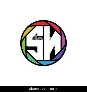 SN Monogram Logo Letter Geometric Polygonal lens rainbow, geometric circle rounded shape style Stock Vector