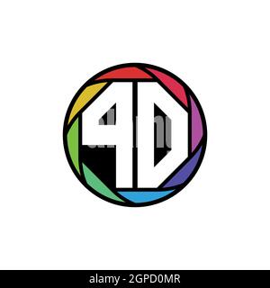 PO Monogram Logo Letter Geometric Polygonal lens rainbow, geometric circle rounded shape style Stock Vector
