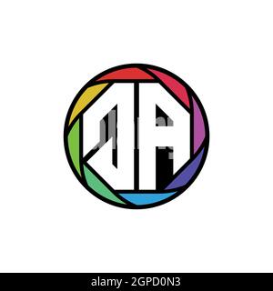 QA Monogram Logo Letter Geometric Polygonal lens rainbow, geometric circle rounded shape style Stock Vector