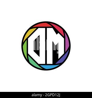OM Monogram Logo Letter Geometric Polygonal lens rainbow, geometric circle rounded shape style Stock Vector