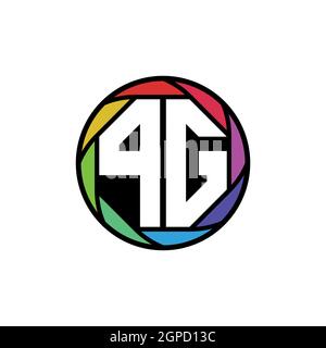 PG Monogram Logo Letter Geometric Polygonal lens rainbow, geometric circle rounded shape style Stock Vector