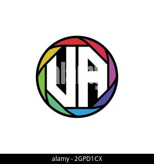 UA Monogram Logo Letter Geometric Polygonal lens rainbow, geometric circle rounded shape style Stock Vector
