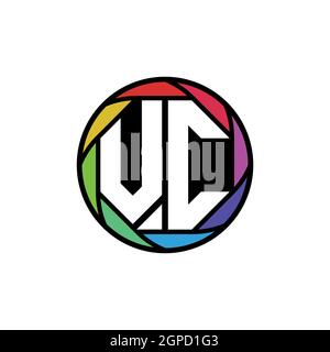 VC Monogram Logo Letter Geometric Polygonal lens rainbow, geometric circle rounded shape style Stock Vector