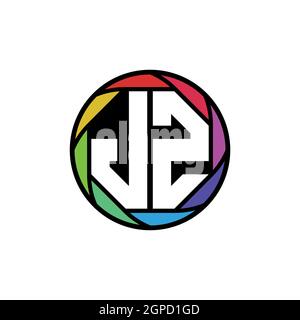 JZ Monogram Logo Letter Geometric Polygonal lens rainbow, geometric circle rounded shape style Stock Vector