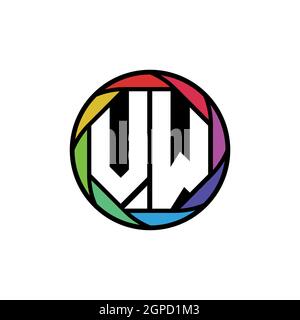 VW Monogram Logo Letter Geometric Polygonal lens rainbow, geometric circle rounded shape style Stock Vector