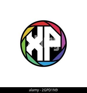 XP Monogram Logo Letter Geometric Polygonal lens rainbow, geometric circle rounded shape style Stock Vector