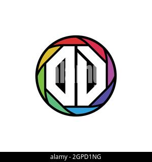 OD Monogram Logo Letter Geometric Polygonal lens rainbow, geometric circle rounded shape style Stock Vector