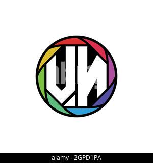 VN Monogram Logo Letter Geometric Polygonal lens rainbow, geometric circle rounded shape style Stock Vector