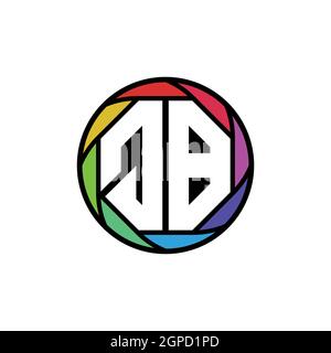 QB Monogram Logo Letter Geometric Polygonal lens rainbow, geometric circle rounded shape style Stock Vector