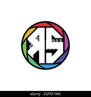 RS Monogram Logo Letter Geometric Polygonal lens rainbow, geometric circle rounded shape style Stock Vector