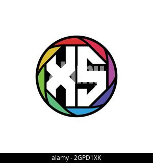 XS Monogram Logo Letter Geometric Polygonal lens rainbow, geometric circle rounded shape style Stock Vector