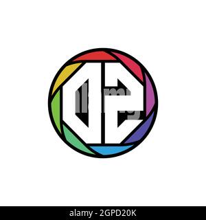 OZ Monogram Logo Letter Geometric Polygonal lens rainbow, geometric circle rounded shape style Stock Vector