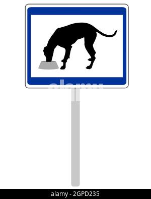 Verkehrszeichen Futter oder Wasser für Hunde Stock Photo