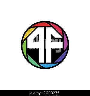 PF Monogram Logo Letter Geometric Polygonal lens rainbow, geometric circle rounded shape style Stock Vector