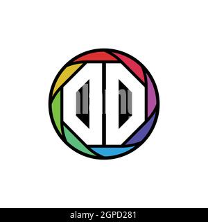 OO Monogram Logo Letter Geometric Polygonal lens rainbow, geometric circle rounded shape style Stock Vector
