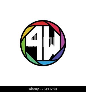 PW Monogram Logo Letter Geometric Polygonal lens rainbow, geometric circle rounded shape style Stock Vector