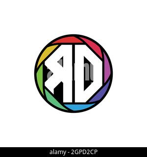RO Monogram Logo Letter Geometric Polygonal lens rainbow, geometric circle rounded shape style Stock Vector