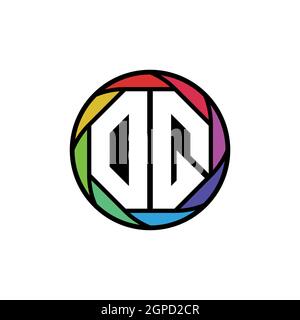 OQ Monogram Logo Letter Geometric Polygonal lens rainbow, geometric circle rounded shape style Stock Vector