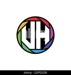 UH Monogram Logo Letter Geometric Polygonal lens rainbow, geometric circle rounded shape style Stock Vector