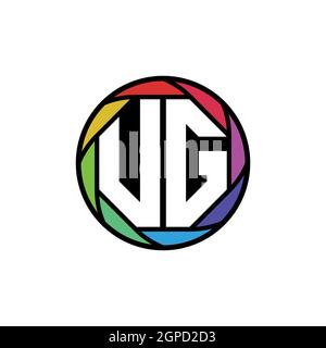UG Monogram Logo Letter Geometric Polygonal lens rainbow, geometric circle rounded shape style Stock Vector