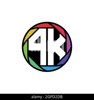 PK Monogram Logo Letter Geometric Polygonal lens rainbow, geometric circle rounded shape style Stock Vector