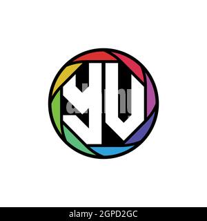 YV Monogram Logo Letter Geometric Polygonal lens rainbow, geometric circle rounded shape style Stock Vector