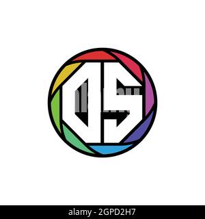 OS Monogram Logo Letter Geometric Polygonal lens rainbow, geometric circle rounded shape style Stock Vector